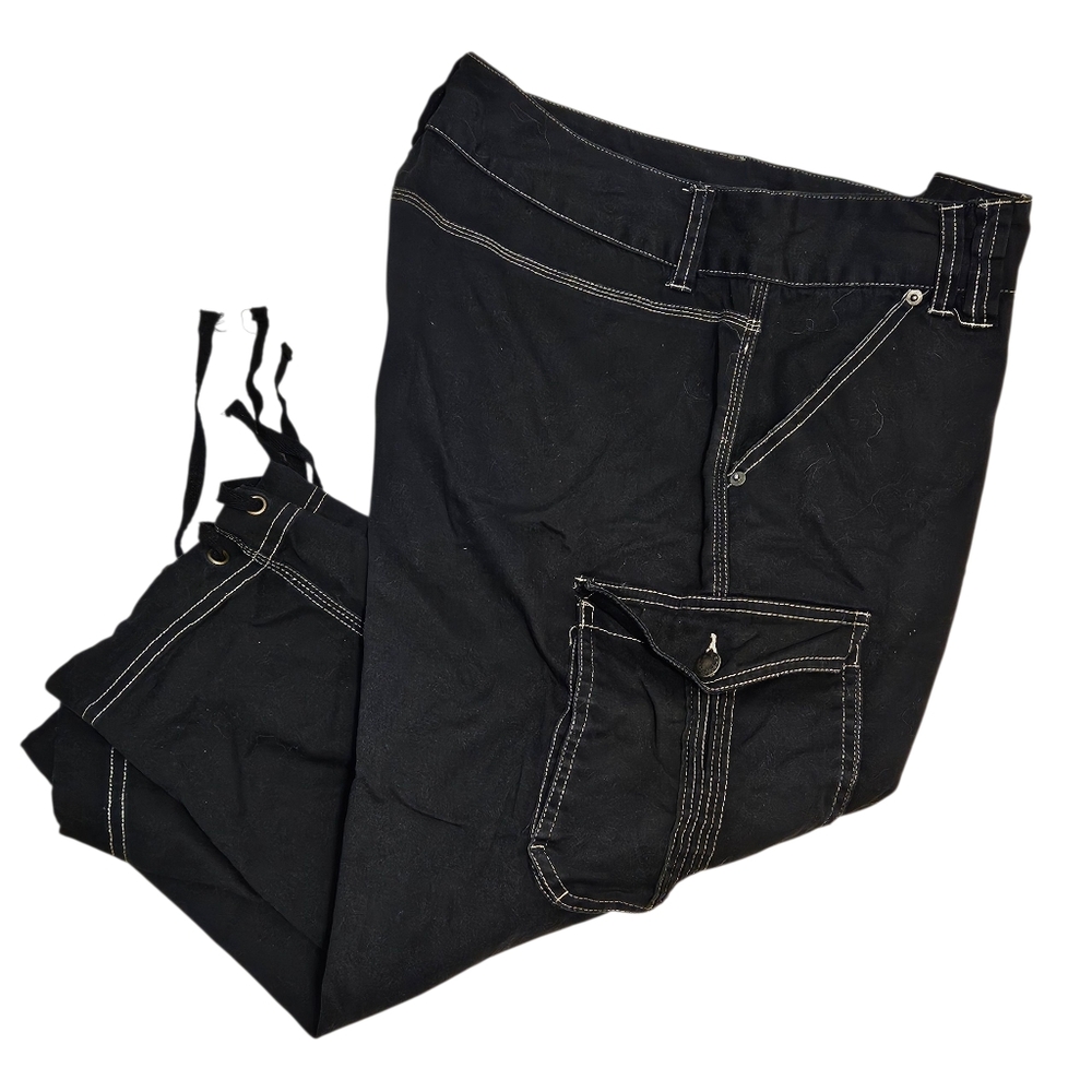 French Twist Black Cotton Cargo Capris